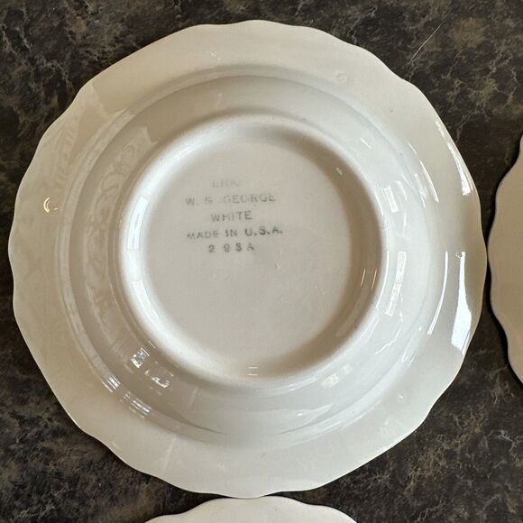 Set Of 4 W.S. George LIDO Berry Dessert Bowl USA 298A Pink Yellow Gold - Picture 8 of 10